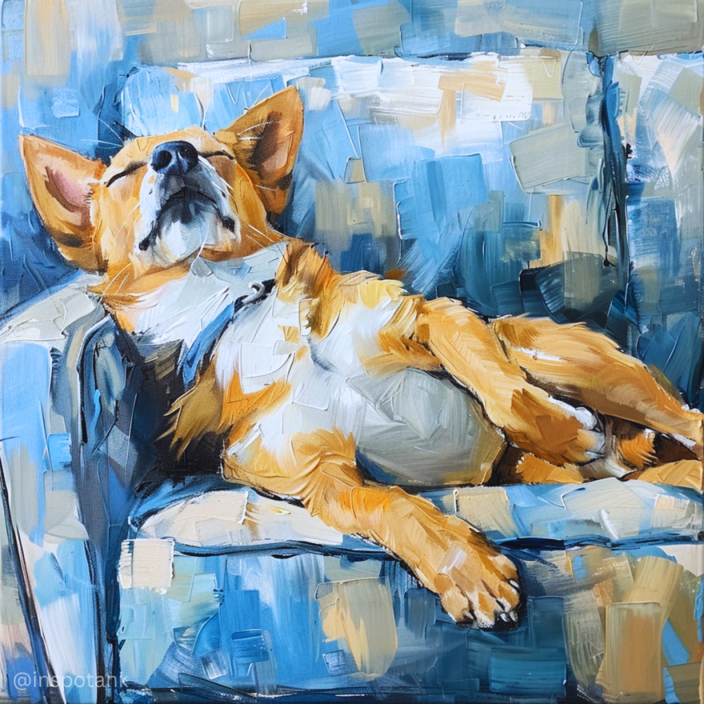 acrylic-dog-painting-idea-couch-sleeping-blue