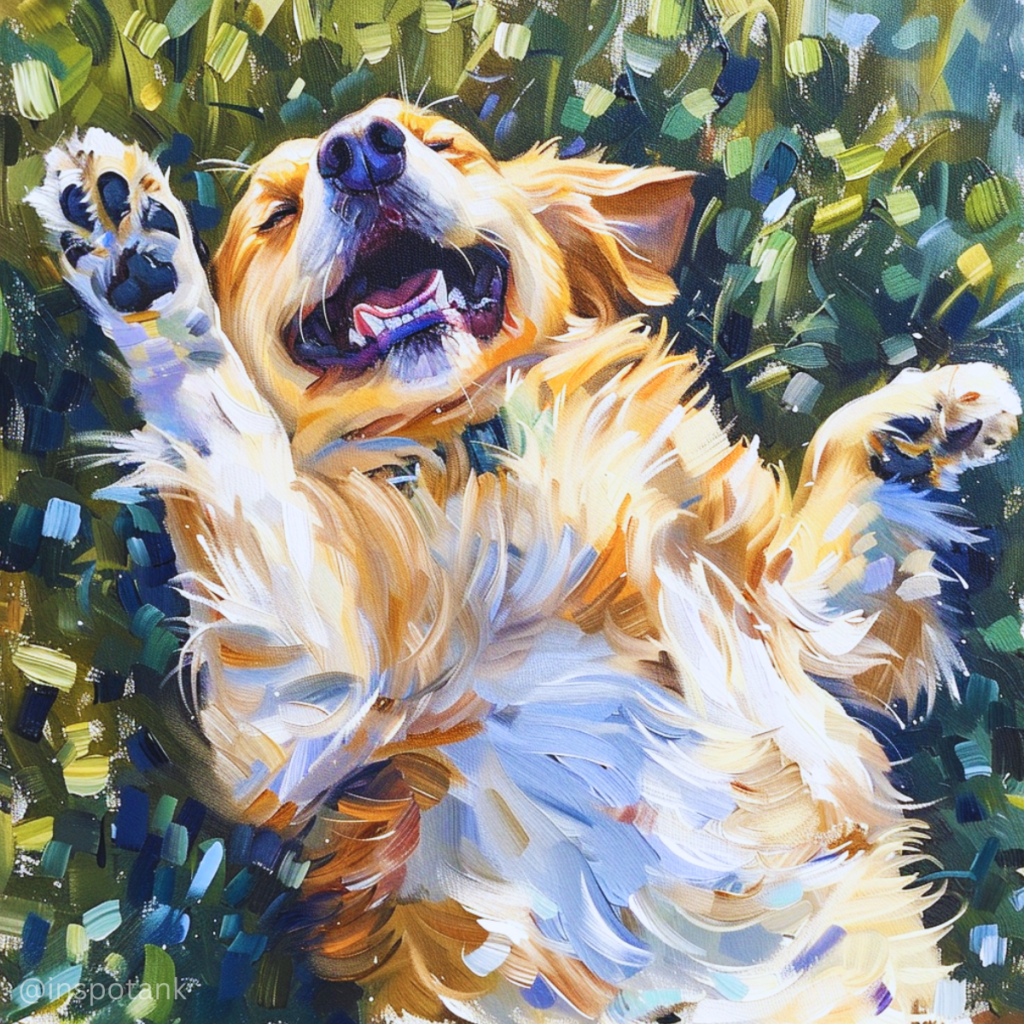 acrylic-dog-painting-idea-retriever-golden-rolling-in-grass