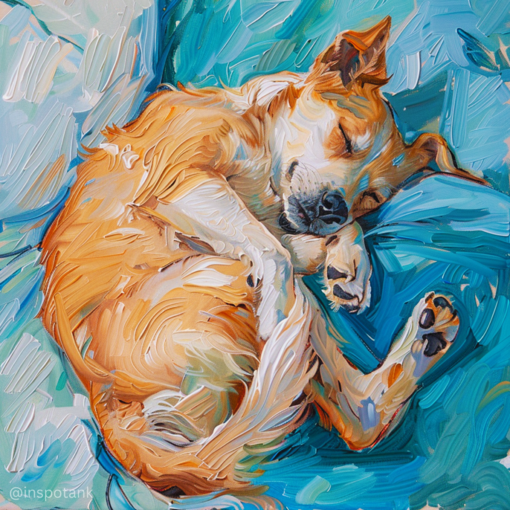 acrylic-dog-painting-idea-sleeping-bed-art