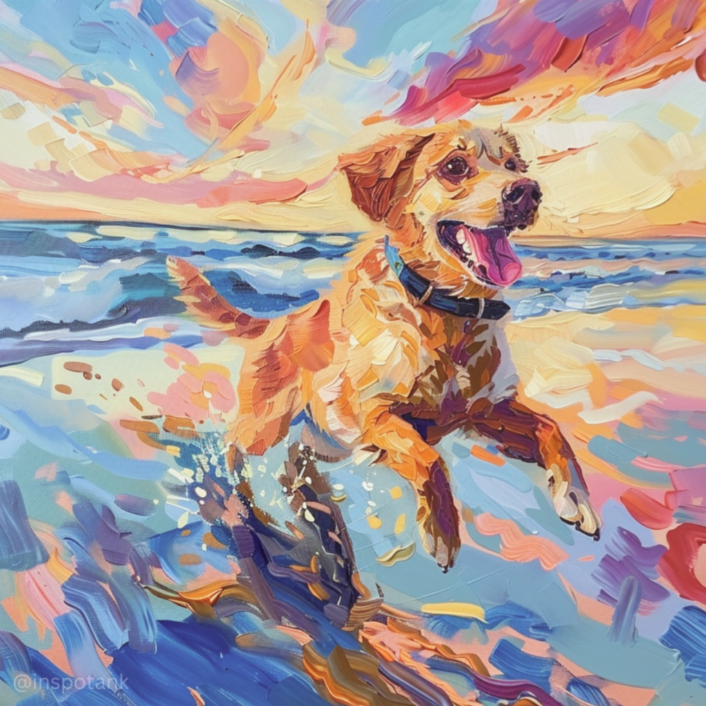 acrylic-dog-painting-inspiration-playing-beach-sunset