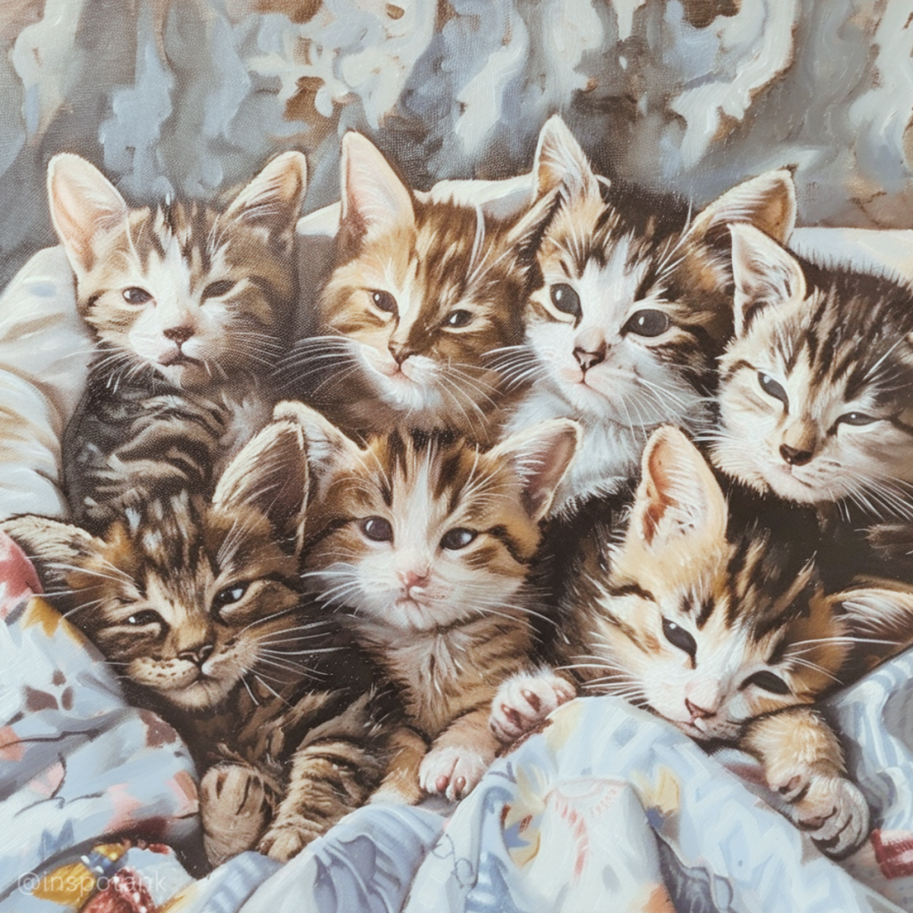acrylic-cat-painting-idea-kittens-cuddling