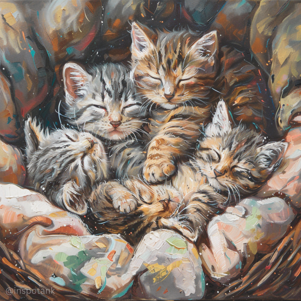 acrylic-cat-painting-idea-kittens-sleeping