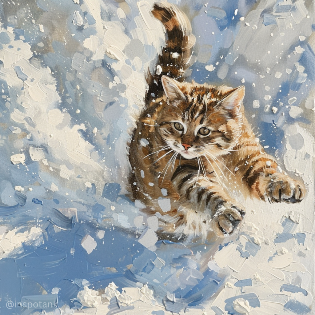 acrylic-cat-painting-inspiration-playing-in-snow
