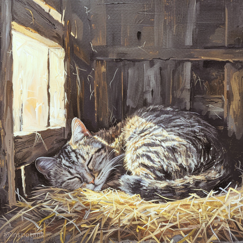 acrylic-cat-painting-inspo-sleep-barn-hay